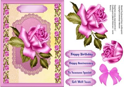 Lovely Rose on a Ornate Plaque