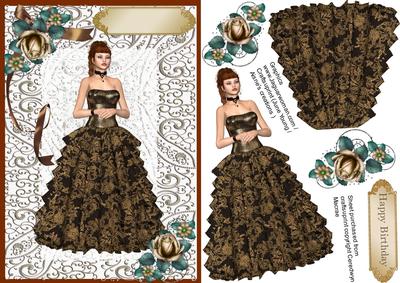 Beautiful Ball Gown in Brown and Gold
