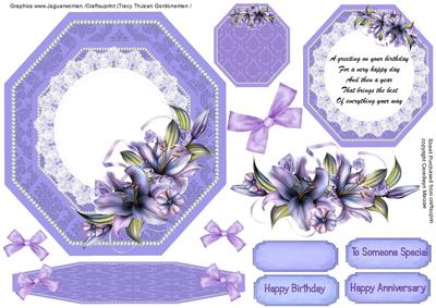 Beautiful Lilac Easel or Topper with Winter Lillys