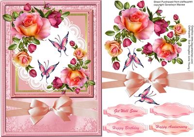 Beautiful Pink Rose on a White Lace Mat