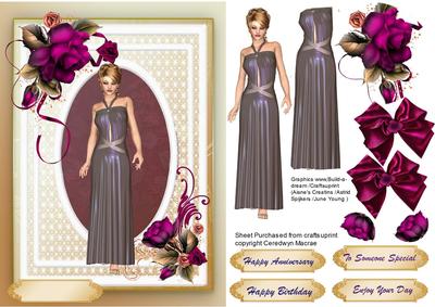 Lovely Lady in a Wine Evening Gown