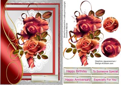Red Roses on a Silver Background