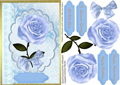 Beautiful Blue Rose on a Brocade Background