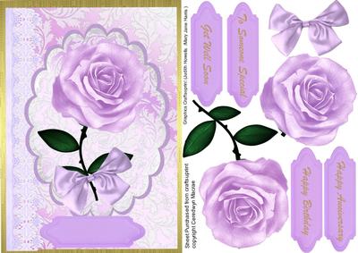 Beautiful Lilac Rose on a Brocade Background
