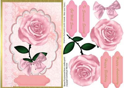 Beautiful Pink Rose Ona Brocade Background