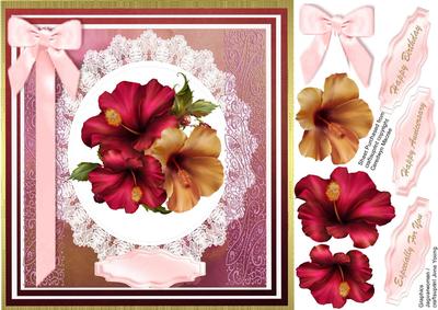 Lovely Hibiscus on a Lace Mat