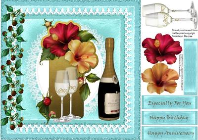 Beautiful Hibiscus ,champagne and Glasses