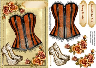 Lovely Corset, Shoes, and Golden Roses