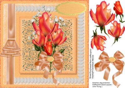 Beautiful Roses on Scrollwork and Lace