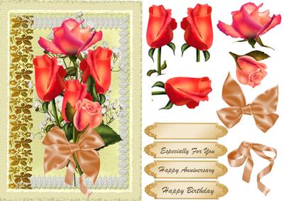 Lovely Apricot Roses on a Cream Background