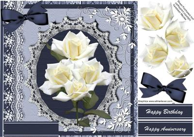 Beautiful Blue Victorian Lace and White Roses