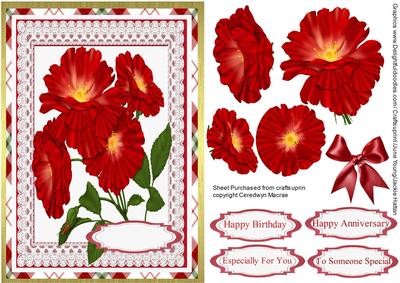 Beautiful Red Dog Roses on a Lace Mat