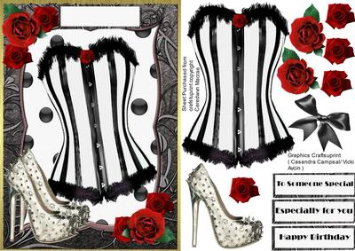 Beautiful Black and White Corset and Red Roses