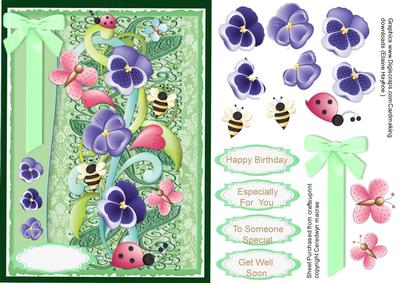 Pretty Pansys and Green Lace