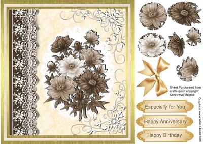 Beautiful Sepia Flowers and Lace