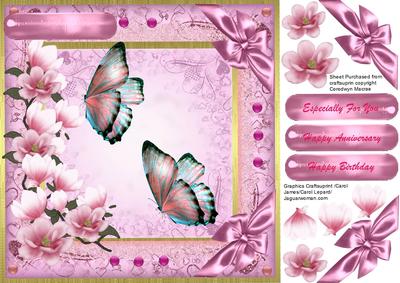 Beautiful Pink Magnolia's and Butterflys