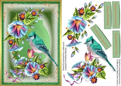 Beautiful Bird and Morning Glory
