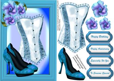 Lovely White and Blue Basque and Flowers