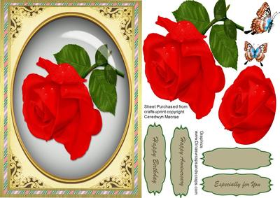 Beautiful Red Rose in a Bevel Frame