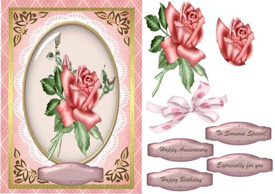 Lovely Pink Rose on a Bevel Frame