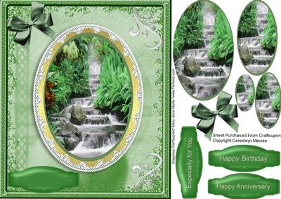 Beautiful Green Cascading Waterfall in (pyramarge )