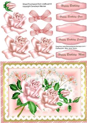 Beautiful Pink Roses on a Scolloped Frame