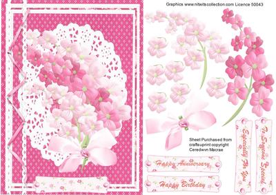 Lovely Pink and Cream Flowers on a Oval Doilly