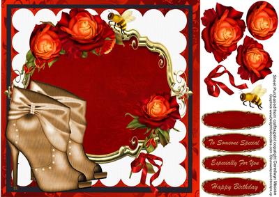 Stunning Red Roses and Golden Boots