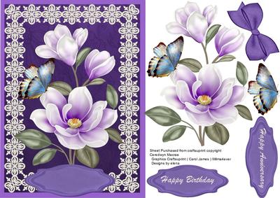 Beautiful Lilac Magnolias in a Lace Frame