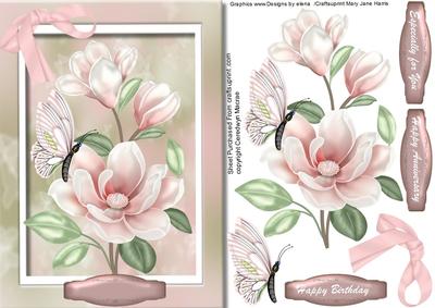 Beautiful Pink Magnolias and Butterflys