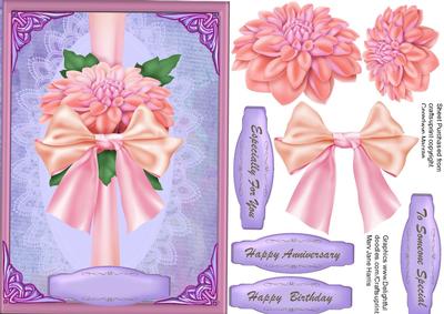 Beautiful Dahlia's on a Ribbon Bow