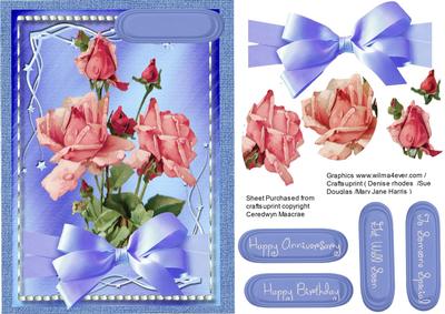 Lovely Victorian Roses on a Blue Background
