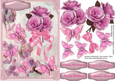 Lovely Pink Roses and Butterflys