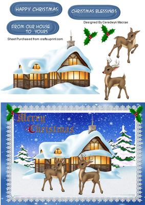 Lovely Reindeers and Christmas Scene