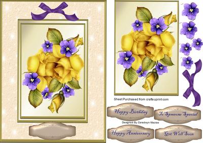 Beautiful Yellow Roses on a Double Frame