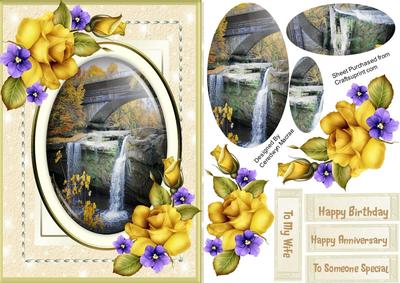 Beautiful Waterfall with Roses ( Pyramarge)