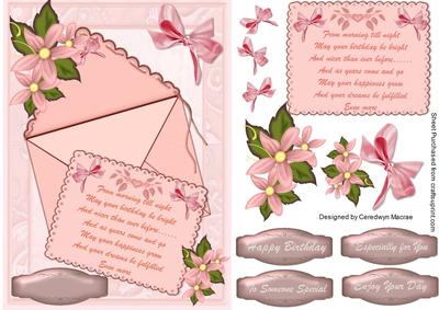 Lovely Pink Card and Envelope with a Verses
