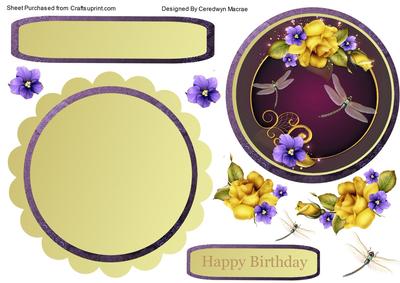 Lovely Yellow Roses Easel or Topper Card