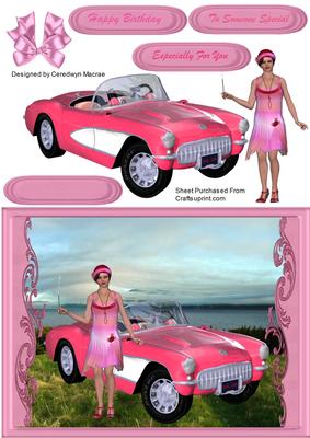 The Flapper Girl and Her Pink Sports Car