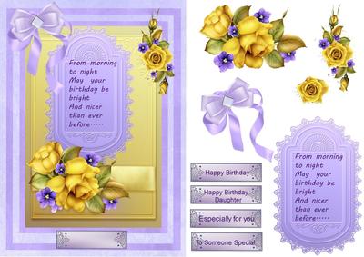 Yellow Roses Wiyh a Lovely Birthday Verse