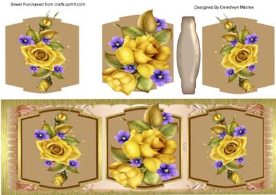 Lovely Three Panel Yellow Rose in ( D.l)