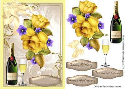 Lovely Yellow Roses and Champagne