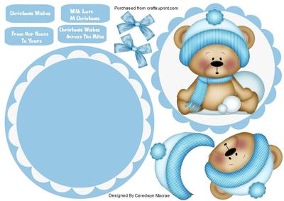 Lovely Rocker or Easel Christmas Bear in Blue