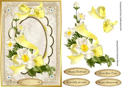 Beautiful Cream Flowers on a Gold Scolloped Frame