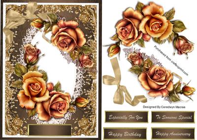 Beautiful Golden Roses and Frame