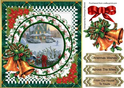 Lovely Christmas Scene on a Green Background