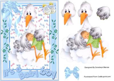 Lovely Stork Protecting the Baby Boy