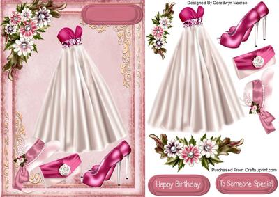 Beautiful Cerise Ball Gown and Accessories