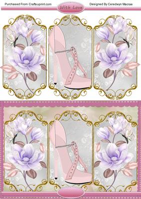 Lovely Triptych Card Fronts in Pink and Lilac