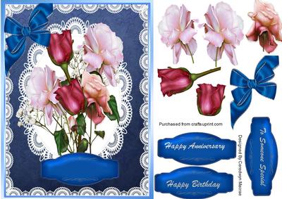 Lovely Summer Roses Ona Blue Background